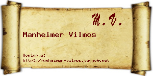Manheimer Vilmos névjegykártya